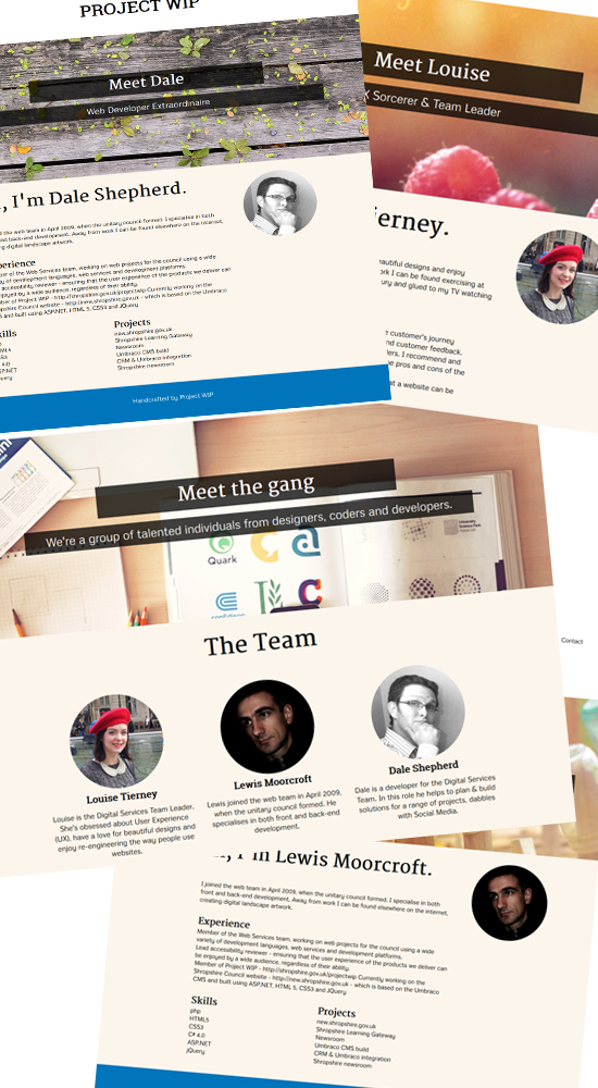 Project WIP new website mock ups